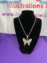 Load image into Gallery viewer, &quot;Jewel&quot; Butterfly Necklace 18in studded pendant
