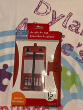 Load image into Gallery viewer, 15 piece acrylic art set/red leather
