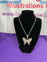 Load image into Gallery viewer, &quot;Jewel&quot; Butterfly Necklace 18in studded pendant
