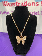 Load image into Gallery viewer, &quot;Jewel&quot; Butterfly Necklace 18in studded pendant
